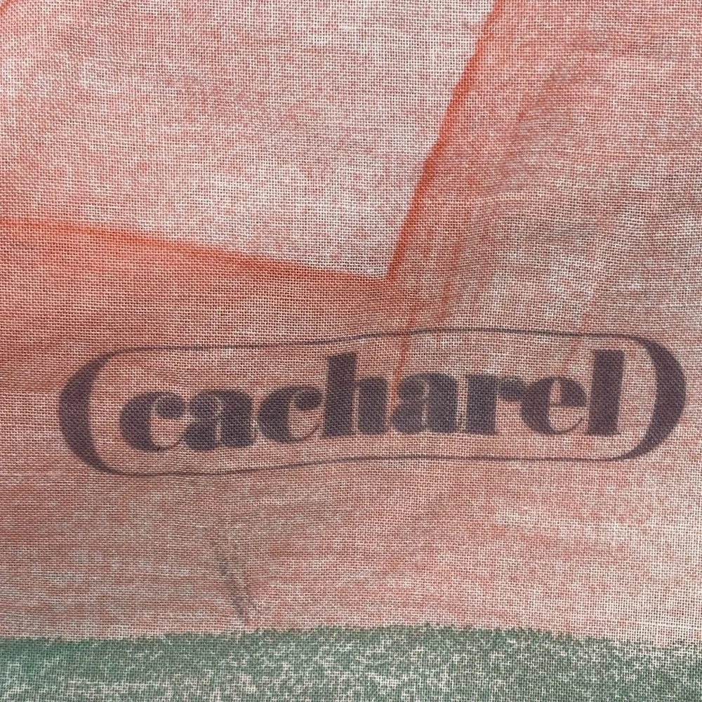 CACHAREL for Anais Anais Cotton Scarf Italy 44” x 60” Green Pink Gray